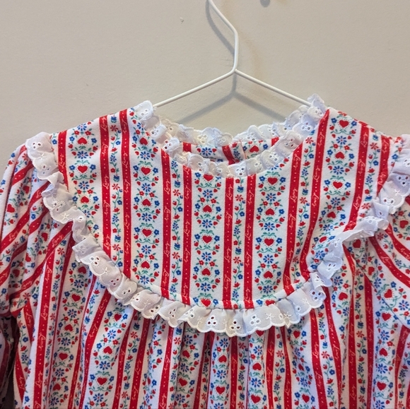 Lanz of Slazburg Flannel Striped Floral Long Nightgown - Picture 11 of 14